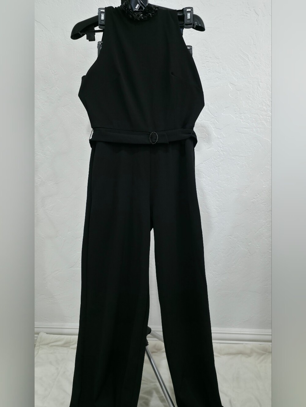 Taylor Black Sleeveless Belted Jumpsuit